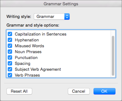 word for mac spelling and grammar not working